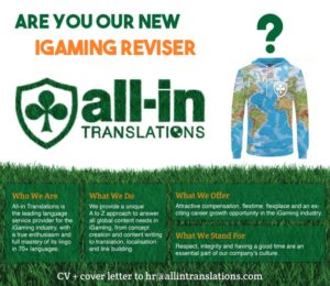 All-in Translations iGaming Revisor job openning